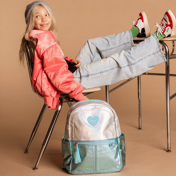 State Bags Kane Double Pocket Backpack- Blue Iridescent