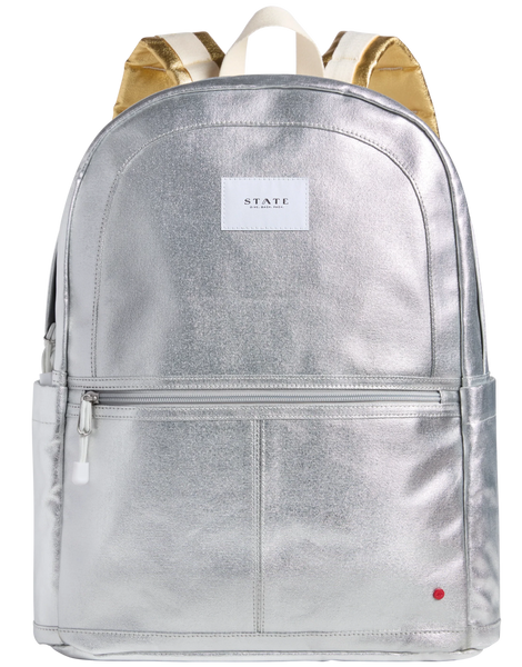 State Bags Kane Double Pocket LARGE SIZE Backpack- Gold/Silver