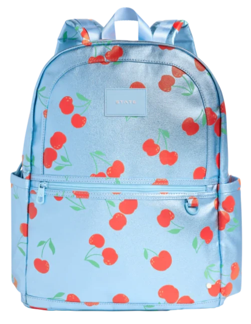 State Bags Kane Double Pocket LARGE SIZE Backpack- Blue Cherries – Stella Mara