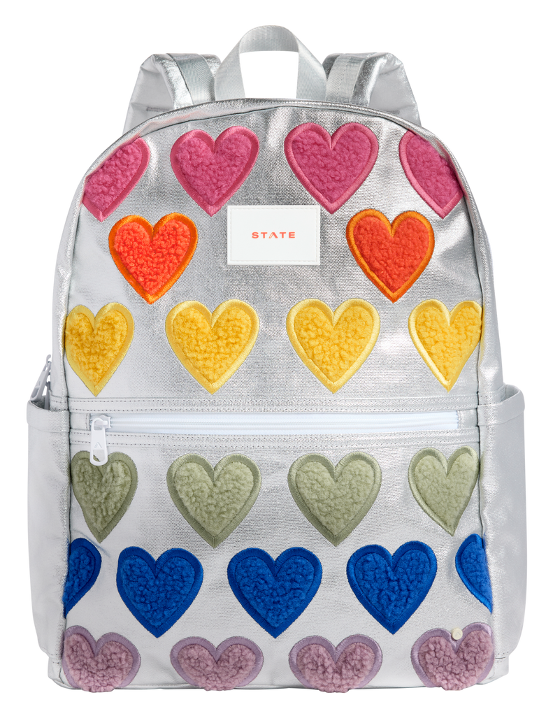 State Bags Kane Double Pocket LARGE SIZE Backpack- Fuzzy Hearts