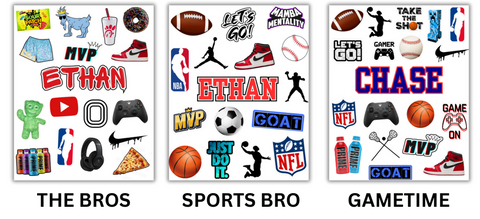 Boys Custom Repositionable Sticker Sheet