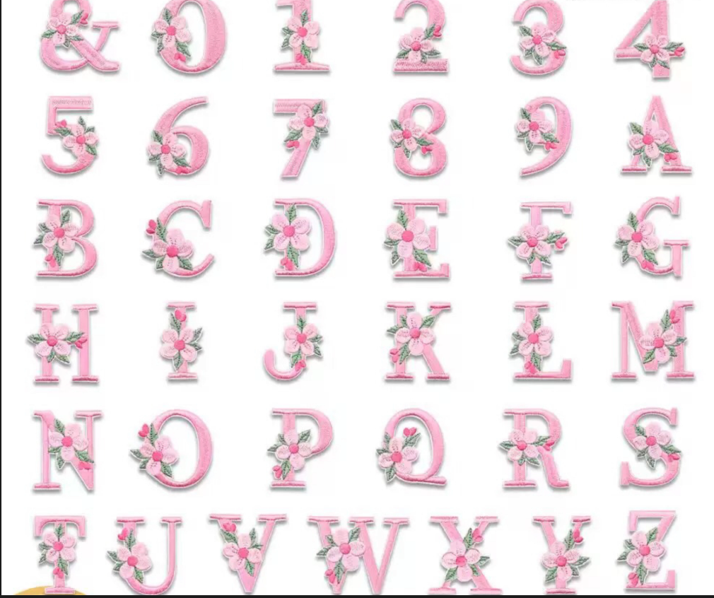 Pink Flowers Letters