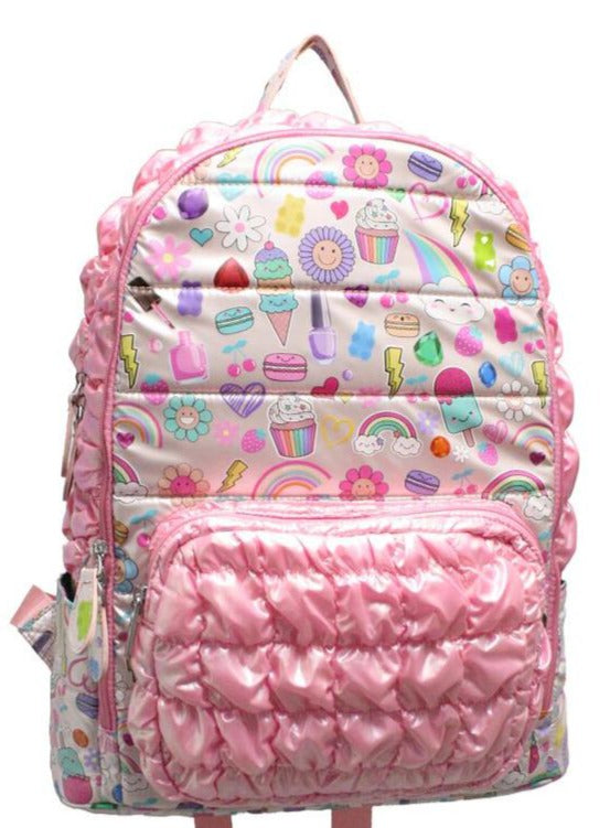 fun mini backpack Bari Lynn MINI Backpack- Pink All Over Fun Print – Stella Mara