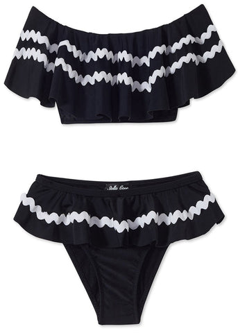 Black Bikini with White Ric Rac