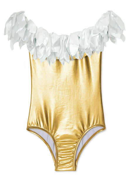 Gold Swimsuit with Silver Petals