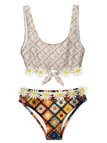 Macrame & Crochet Print Bikini