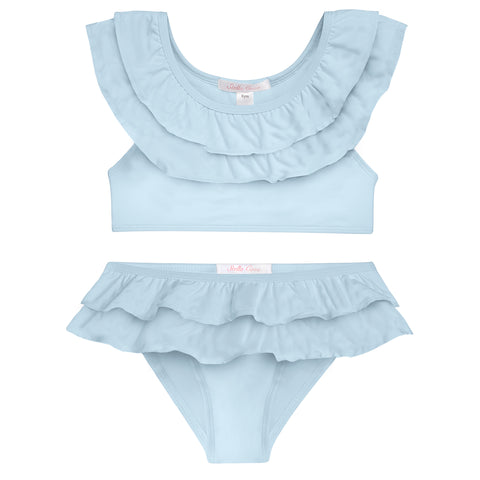 Light Blue Double Ruffle Bikini