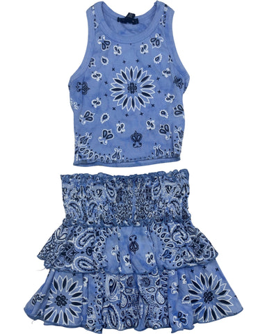 Blue Bandana Tank Top & Skirt (Set)