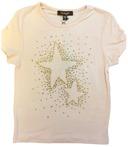 Pink Short Sleeve Shirt w Stars (sz 4)