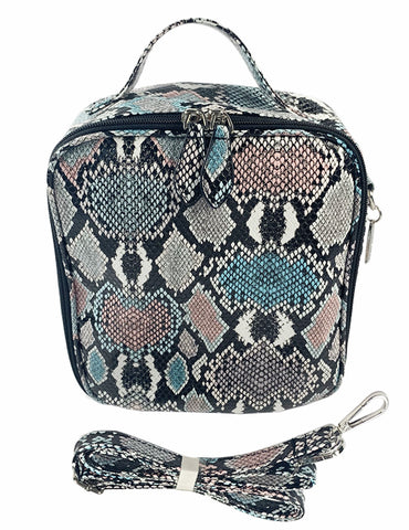 Bari Lynn Lunchbox- Black Multi Snakeskin