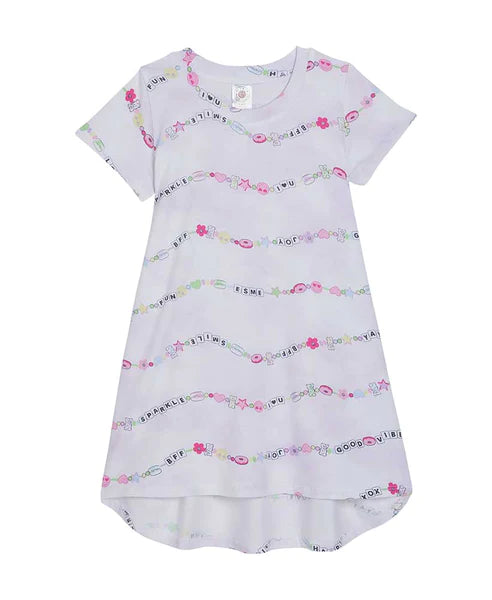 Bead Print Short Sleeve Dress