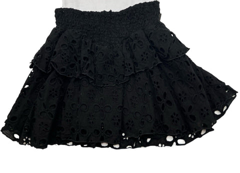 Black Eyelet Skirt (sz L: 10/12)