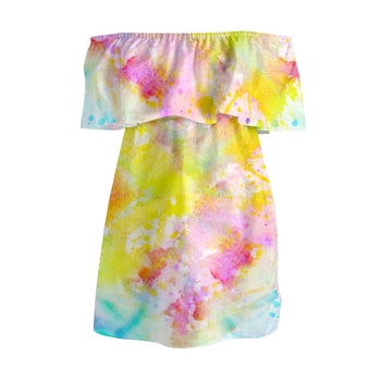 Citrus Tie Dye Off Shoulder Dress