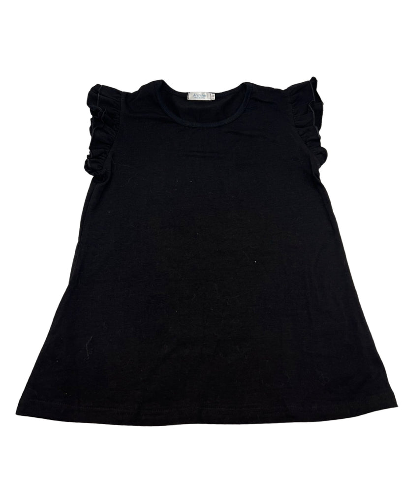 Black Ruffle T-Shirt (sz 10)