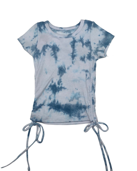 Blue and White Tye Dye Skirt & Ribbed Shirt (Set)