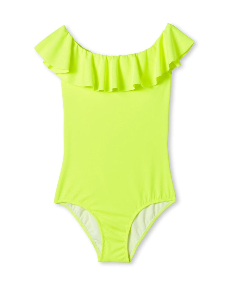 Neon Yellow Narrow Drape Swimsuit