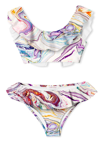 Marble Ice Cream Ruffle Bikini
