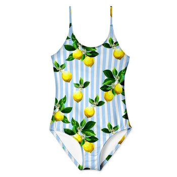 Lemon Stripe Adjustable Tank Swimsuit (12M)