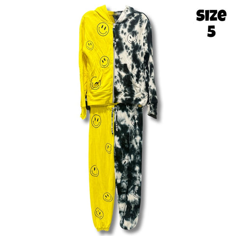 Yellow/Tie Dye Zip Up & Sweatpants Set