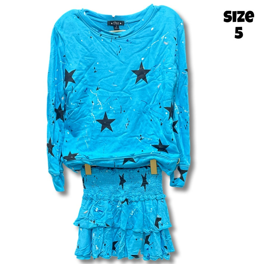 Turquoise Stars Pullover & Skirt