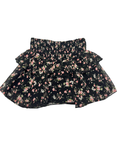 Black Floral Ruffle Skirt (sz 5)