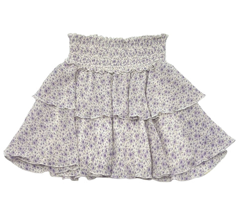 Lavender Floral Ruffle Skirt (sz XL: 14)