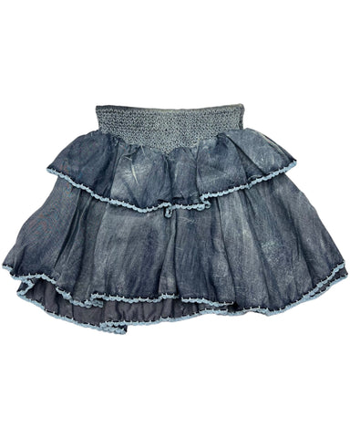 Denim Ruffle Skirt (sz S & M)