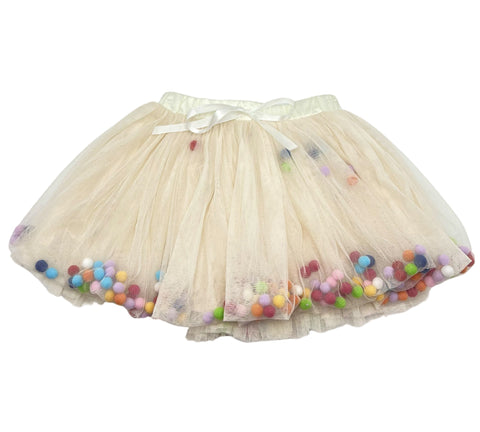 Rainbow Pom Pom Skirt (sz 3)