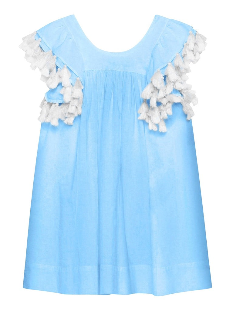 Light Blue Beach Dress with Tassels