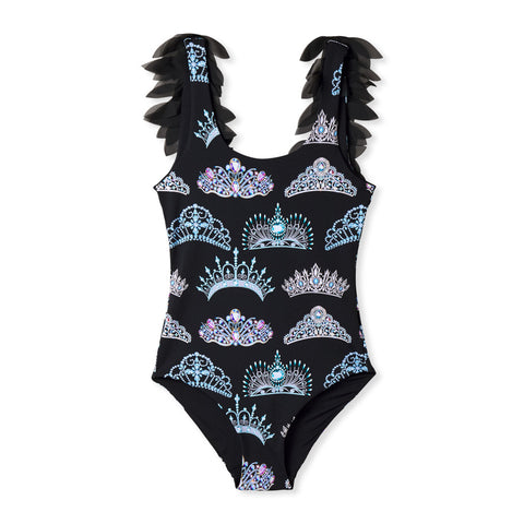 Black Crown w Petals Swimsuit