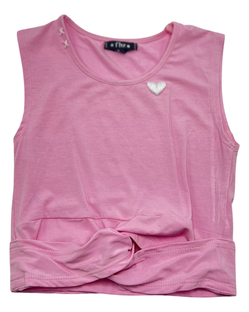 Pink Knot Sleeveless Shirt w/ White Heart (sz 3/4)