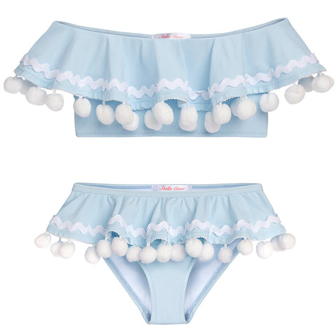 Light Blue Pom Pom Bikini