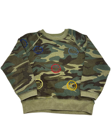 Camo Smiley Pullover Sweater (sz 10/12 & 14)