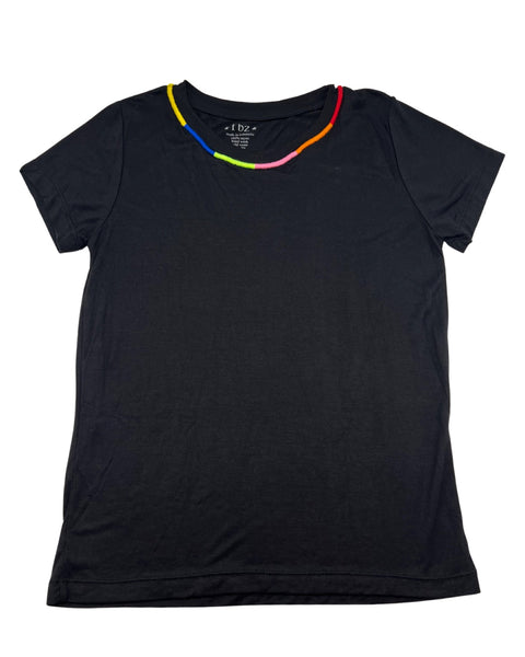 Black Stitching T-Shirt & Rainbow Bandana Skirt (sz XL: 14)