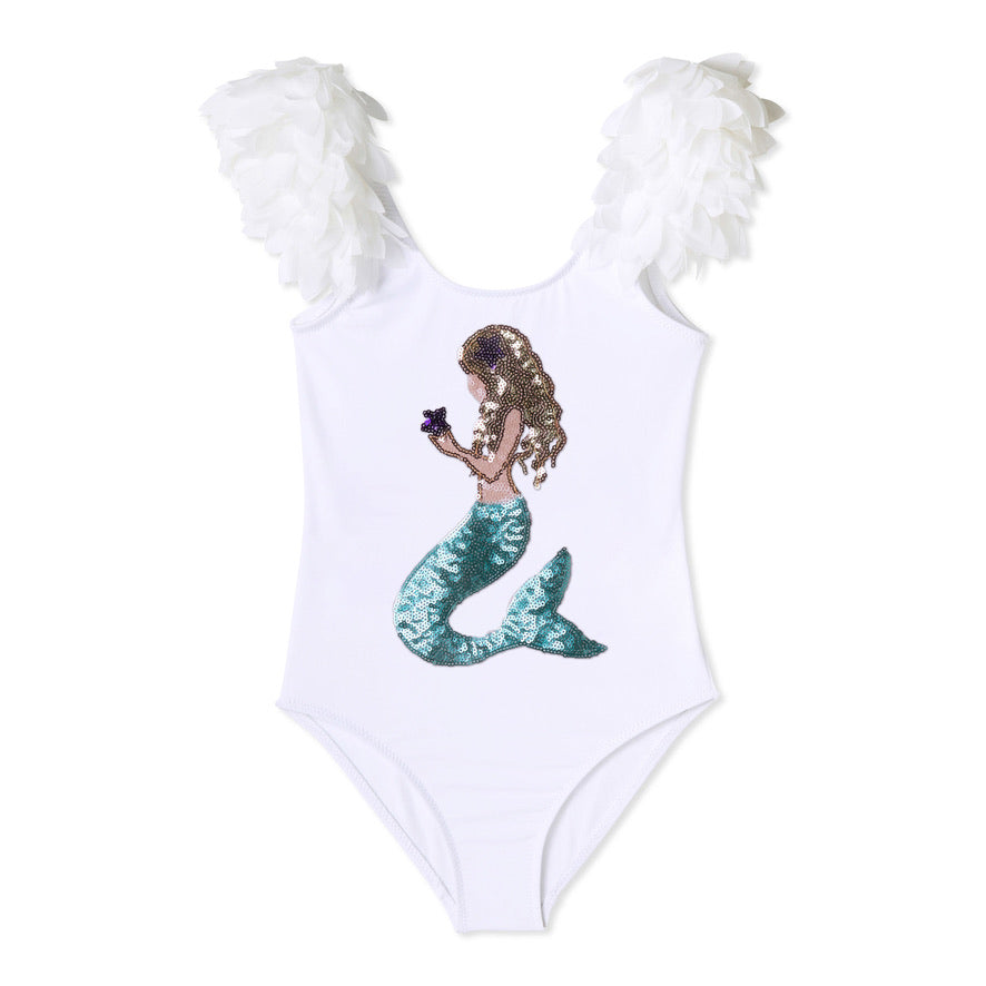 White Mermaid w Petals Swimsuit