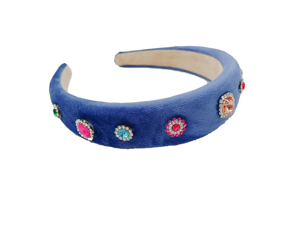 Blue padded headband  with stones
