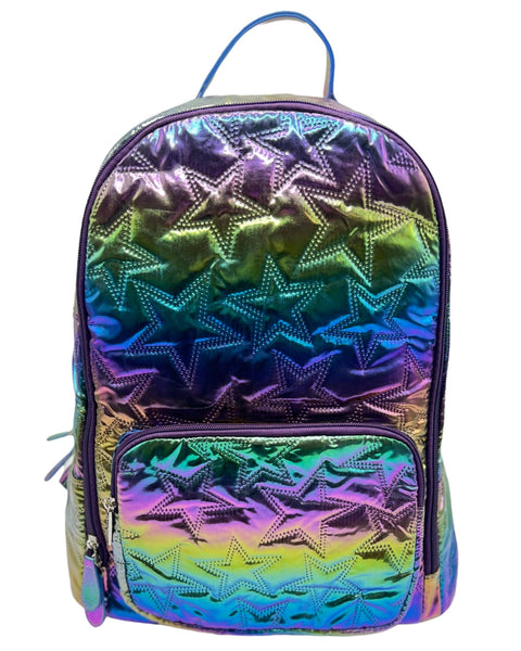 Bari Lynn Full Size Backpack- Rainbow Puffy Stars