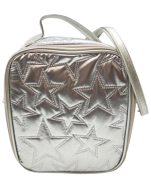 Bari Lynn Lunch Bag- Silver Puffy Stars
