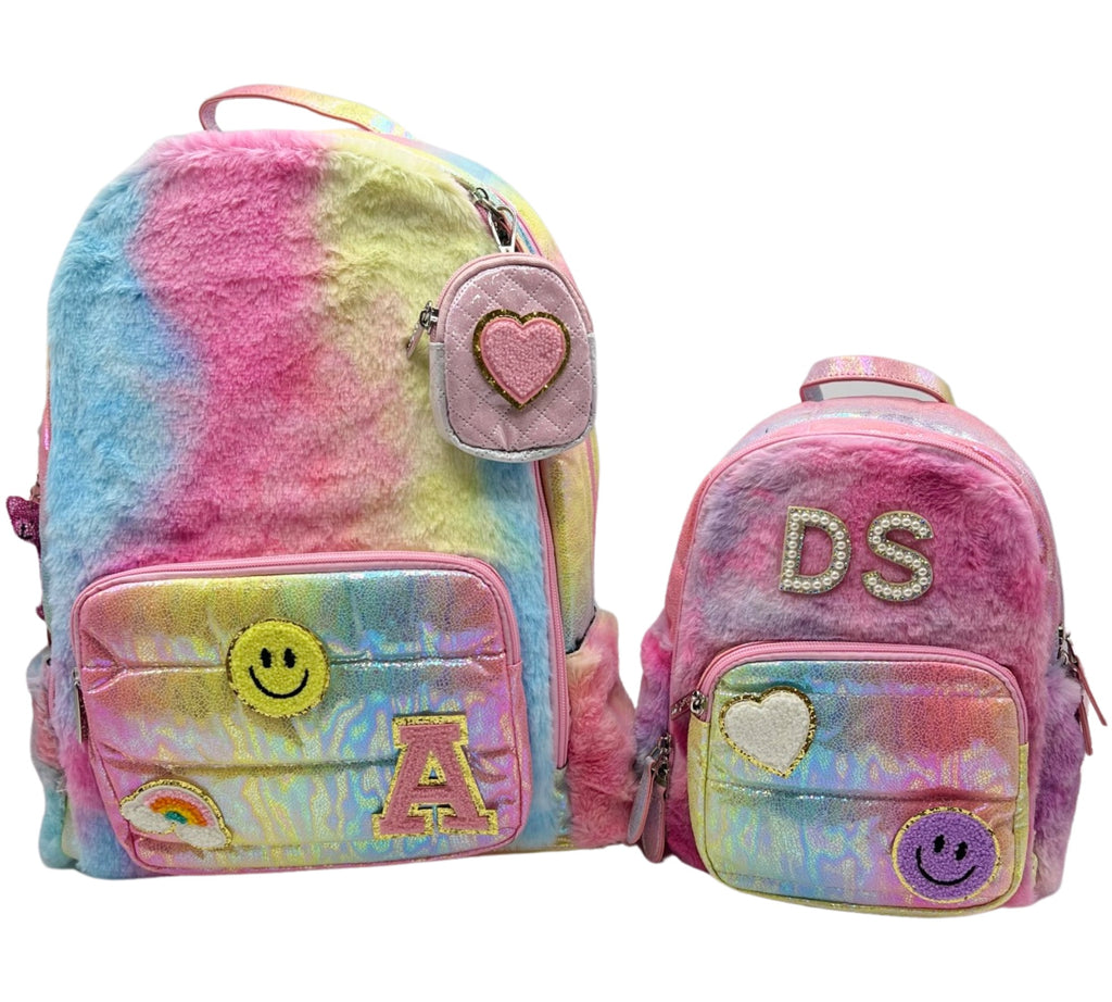 Bari Lynn Mini Backpack- Rainbow Faux Fur – Stella Mara
