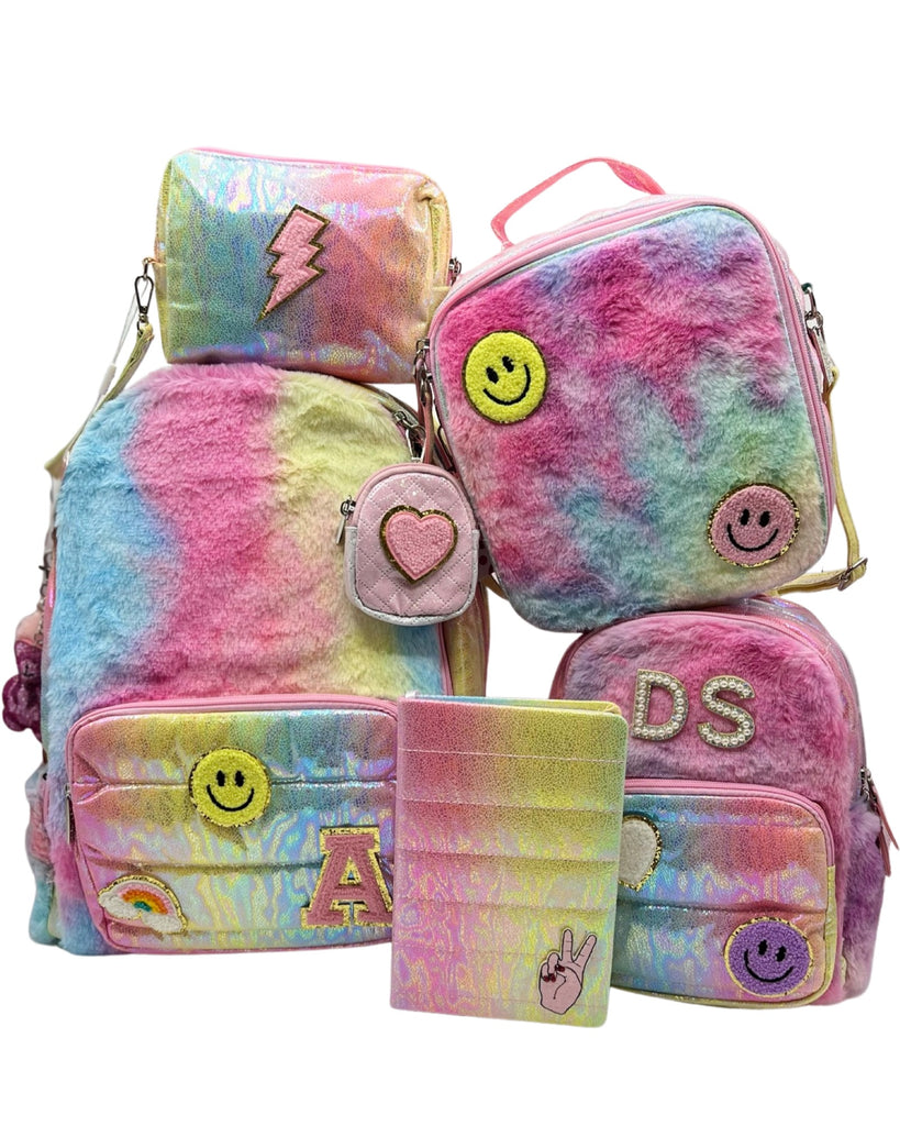 Bari Lynn Multicolor Faux Fur Backpack & Lunch Box Set