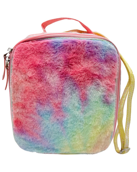 Bari Lynn Lunch Bag- Rainbow Faux Fur