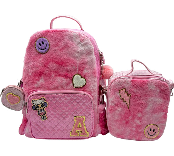 Bari Lynn Full Size Backpack- Pink Faux Fur