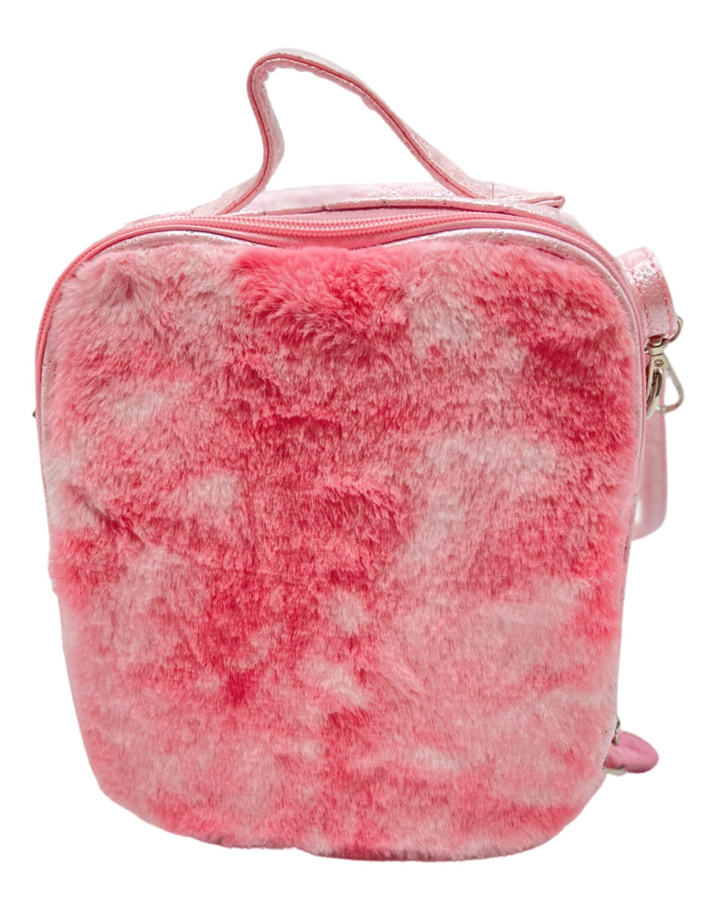 Bari Lynn Lunch Bag- Pink Faux Fur