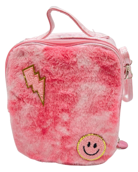 Bari Lynn Lunch Bag- Pink Faux Fur
