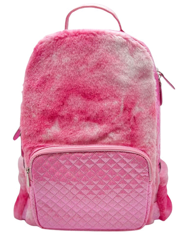 Bari Lynn Full Size Backpack- Pink Faux Fur