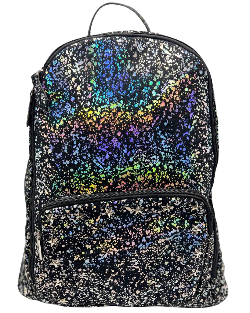 Bari Lynn Full Size Backpack- Star Studded Rainbow Suede