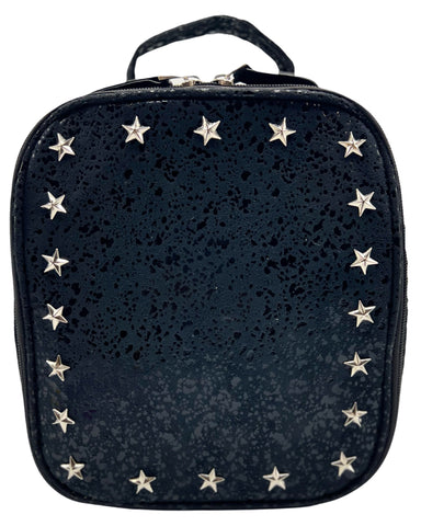 Bari Lynn Lunch Bag- Star Studded Black Suede