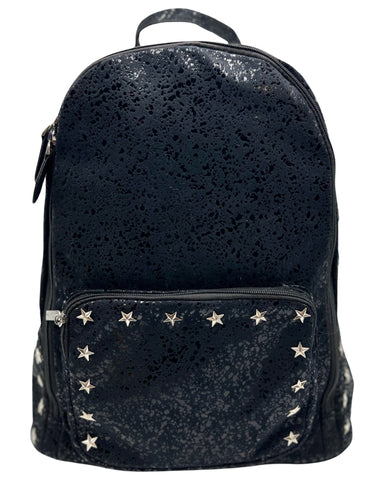 Bari Lynn Full Size Backpack- Star Studded Black Suede