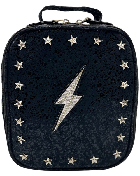 Bari Lynn Lunch Bag- Star Studded Black Suede