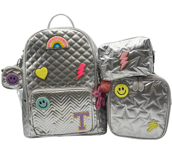 Bari Lynn Full Size Backpack- Quilted Silver